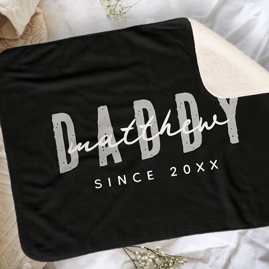 Couverture Sherpa Papa Depuis 20XX Moderne Élégant Simple