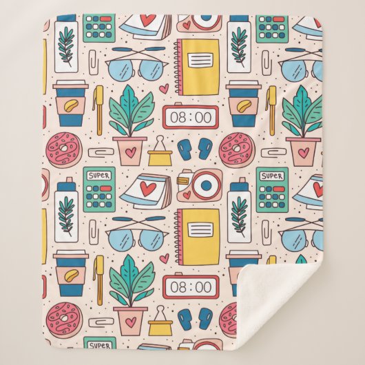 Couverture Sherpa Papeterie de bureau. Motif, texture, dos (Devant)
