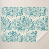 Couverture Sherpa Papier à peintres et papillons, lagon Bleu (Devant (Horizontal))