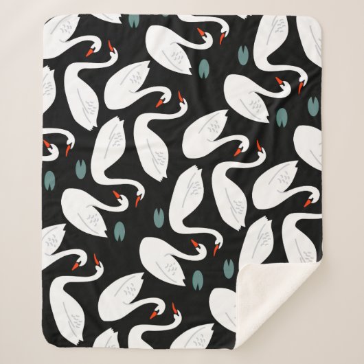 Couverture Sherpa Papier peint blanc Swans Lake (Devant)