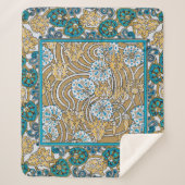 Couverture Sherpa papier peint bleu art nouveau cyclamen (Devant)