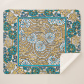 Couverture Sherpa papier peint bleu art nouveau cyclamen (Devant (Horizontal))
