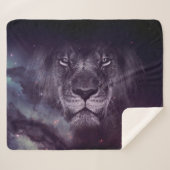 Couverture Sherpa Papier peint Galaxy Lion Face Art (Devant (Horizontal))