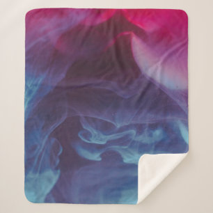 Couverture Sherpa Papier peint numérique à fumée bleue, rouge et noi