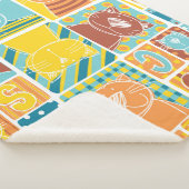 Couverture Sherpa Papier peint patchwork en tissu de chat amusant, c (3/4)