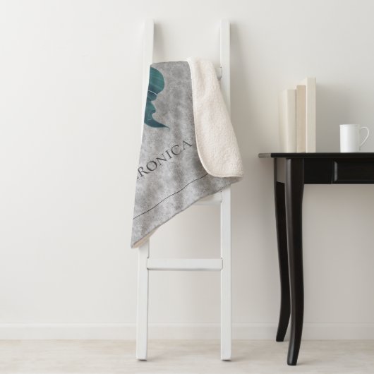 Couverture Sherpa Papillon à bijoux turquoise (En situation)