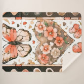 Couverture Sherpa Papillon aux tons chauds et impression florale (Devant (Horizontal))
