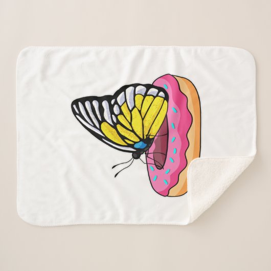 Couverture Sherpa Papillon avec Donut (Devant (Horizontal))