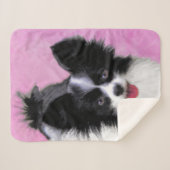 Couverture Sherpa Papillon (blanc et noir) Peinture - Chien Art (Devant (Horizontal))