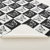 Couverture Sherpa Papillon blanc noir À damiers bloc (3/4)