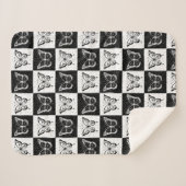 Couverture Sherpa Papillon blanc noir À damiers bloc (Devant (Horizontal))