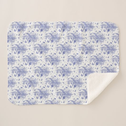 Couverture Sherpa Papillon bleu et toile de delphinium (Devant (Horizontal))