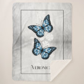 Couverture Sherpa Papillon bleu floral personnalisé Sherpa Blanket (Devant)