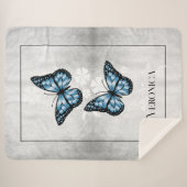 Couverture Sherpa Papillon bleu floral personnalisé Sherpa Blanket (Devant (Horizontal))