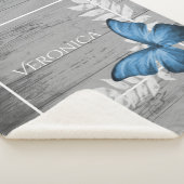 Couverture Sherpa Papillon bleu Rustique Personnalisé Sherpa Blanket (3/4)