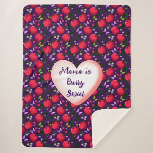 Couverture Sherpa Papillon Cerise Mignon personnalisé et sur mesure (Devant)