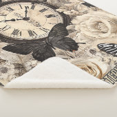 Couverture Sherpa Papillon de compas marron rustique botanique (3/4)