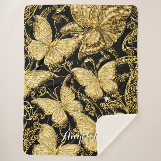 Couverture Sherpa Papillon de nom personnalisé (Devant)
