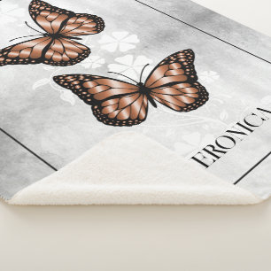 Couverture Sherpa Papillon en cuivre Floral Personnalisé