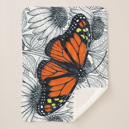 Couverture Sherpa Papillon monarque sur coneflowers (Devant)