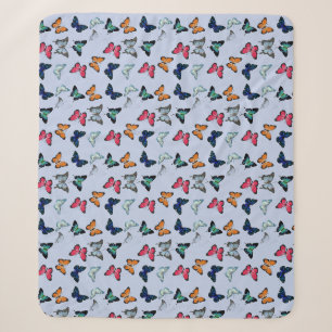 Couverture Sherpa Papillon multicolore avec couleur de fond personna