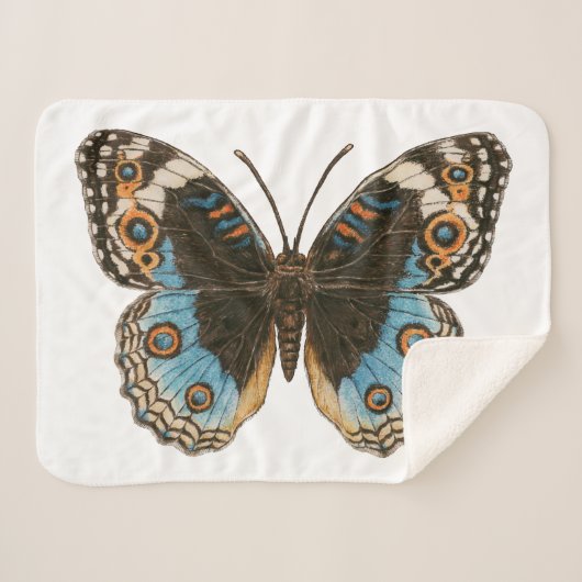 Couverture Sherpa Papillon Pansy Bleu (Devant (Horizontal))