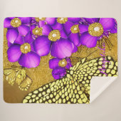 Couverture Sherpa Papillon pourpre et or Nom personnalisé (Devant (Horizontal))