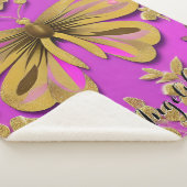 Couverture Sherpa Papillon rose-rose-rose-rose-rouge Nom personnalis (3/4)