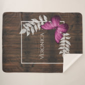 Couverture Sherpa Papillon rose rustique Blanche Sherpa personnalisé (Devant (Horizontal))