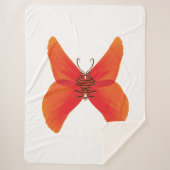 Couverture Sherpa Papillon rouge orange avec votre nom (Devant)
