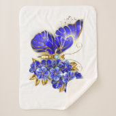 Couverture Sherpa Papillon Saphir Fleur (Devant)