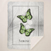 Couverture Sherpa Papillon vert Floral Personnalisé Sherpa Blanket (Devant)