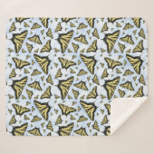 Couverture Sherpa Papillons à queue jaune Ciel bleu moyen (Devant (Horizontal))