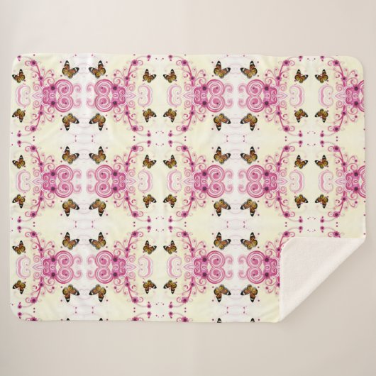 Couverture Sherpa Papillons Abstraits (Devant (Horizontal))