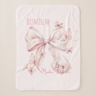 Couverture Sherpa Papillons au Nœud Rose