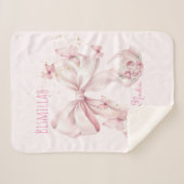 Couverture Sherpa Papillons au Nœud Rose (Devant (Horizontal))