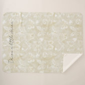 Couverture Sherpa Papillons blancs crème coeurs (Devant (Horizontal))