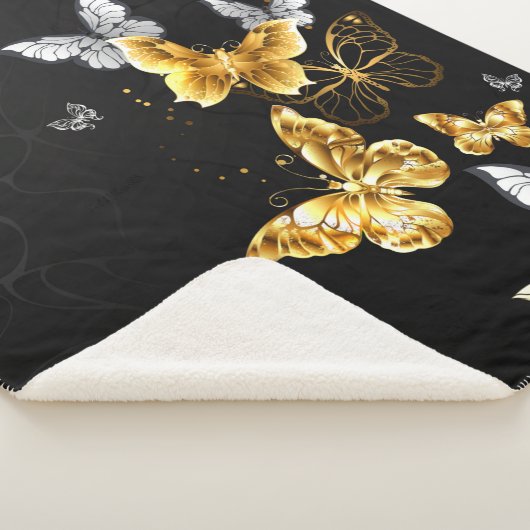 Couverture Sherpa Papillons blancs et dorés (3/4)