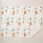 Couverture Sherpa Papillons Bleus Abricot (Devant (Horizontal))