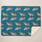Couverture Sherpa Papillons bleus turquoise (Devant (Horizontal))
