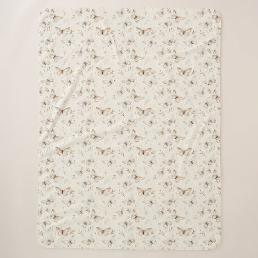 Couverture Sherpa Papillons de sable beige crème (Devant)