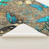 Couverture Sherpa Papillons dorés nom personnalisé (3/4)