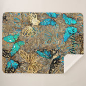 Couverture Sherpa Papillons dorés nom personnalisé (Devant (Horizontal))