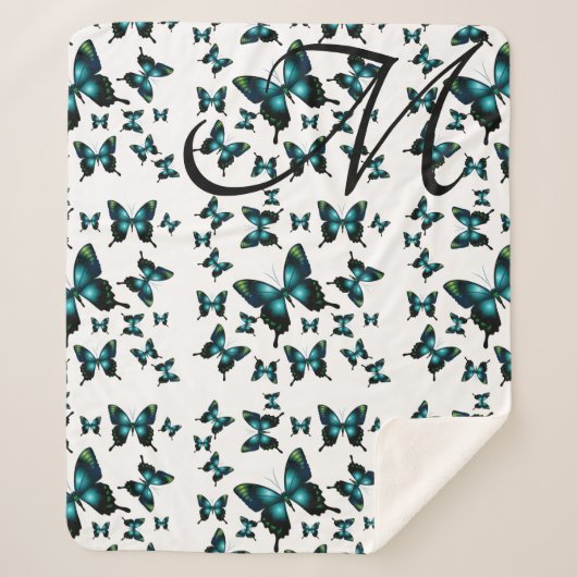 Couverture Sherpa Papillons électriques Bleus Sublime Whimsical (Devant)