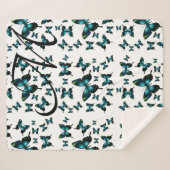 Couverture Sherpa Papillons électriques Bleus Sublime Whimsical (Devant (Horizontal))