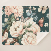 Couverture Sherpa Papillons et fleurs (Devant (Horizontal))