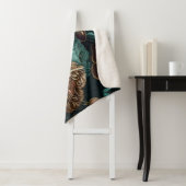 Couverture Sherpa Papillons et fleurs design classique foncé (En situation)