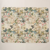 Couverture Sherpa Papillons et fleurs vintages (Devant (Horizontal))