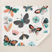Couverture Sherpa Papillons Fleurs : Collection Dessinée à la main (Devant (Horizontal))