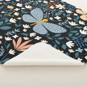 Couverture Sherpa Papillons Floral : Main Tirée Sans Couture. (3/4)